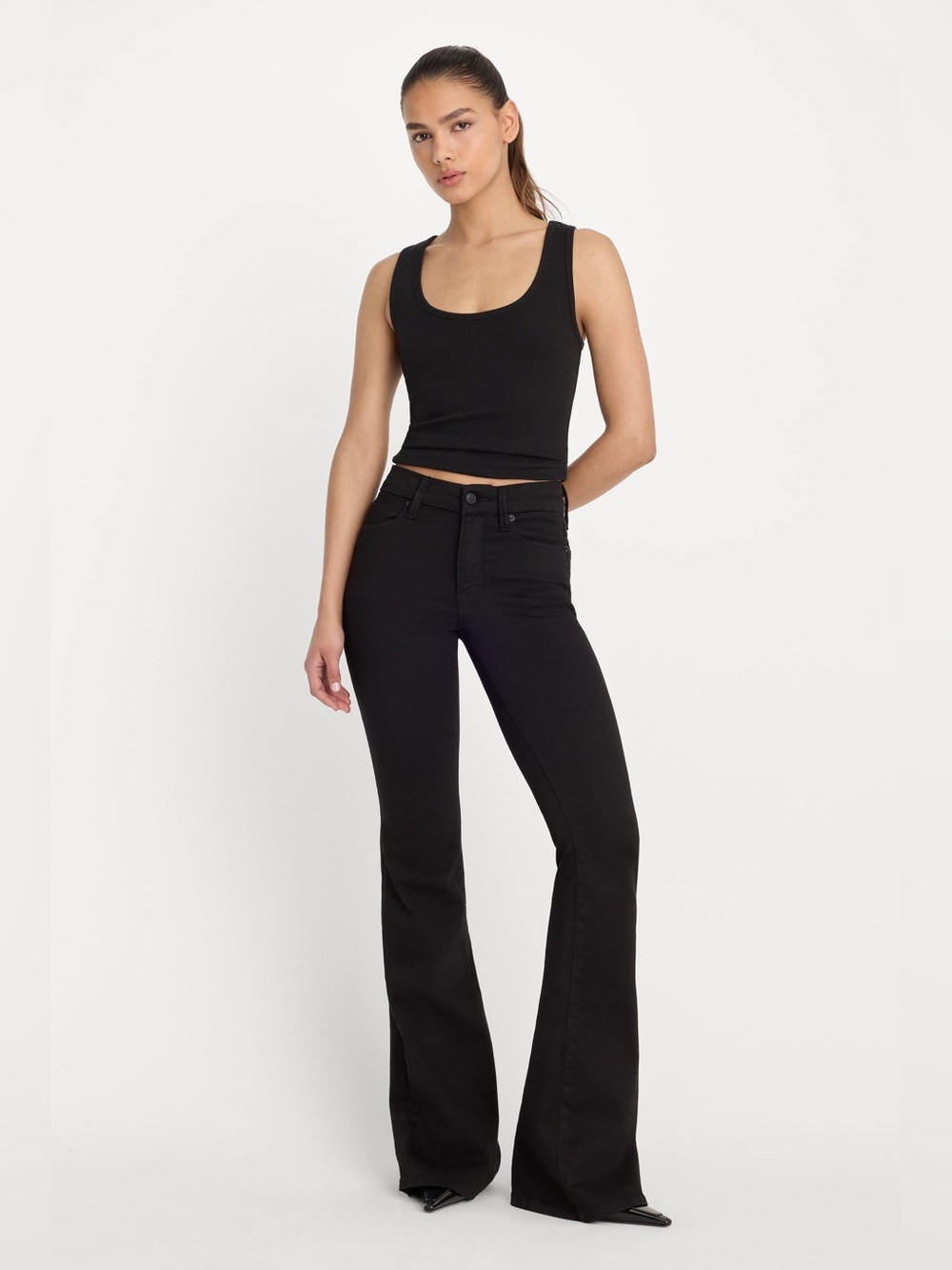 Good American Good Legs Flare Jeans Black- Regular and Petite Options
